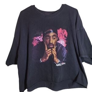 Black Graphic Crop Shirt